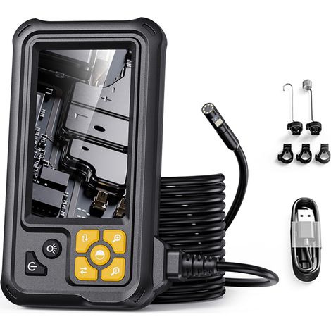 Industrielles Endoskop mit Beleuchtung, 8-mm-Doppellinse, 1080p-HD-Endoskopkamera, 4,3-Zoll-LCD-Display, IP67 wasserdicht, zur Inspektion von Abwasserrohren, 10 m / 32,8 Fuß