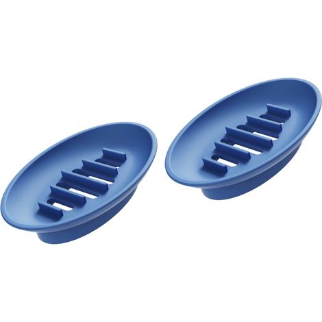 Vassoio portasapone in morbido silicone, confezione da 2, con fori di drenaggio - Blu