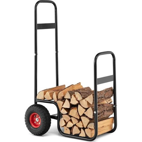 GOPLUS Porte-Bûches Cheminée pour Bois de Chauffage, Chariot avec Roues en Caoutchouc Chariot de Bûches de Bois, Charge 136KG (1/5)