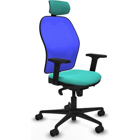 Jorquera sincro malla azul similpiel turquesa brazos 2D base nailon cabecero 2D ruedas 65mm nailon (1/5)