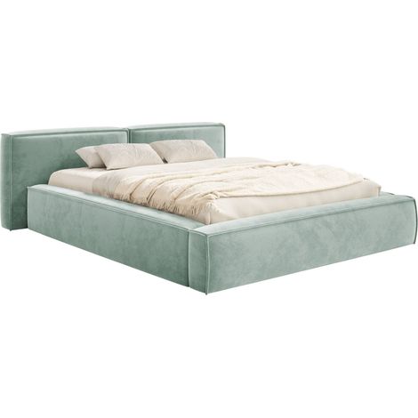 Selsey Tilves Low – Polsterbett 180x200 mit Bettkasten und Lattenrost, Velours, salbeigrün