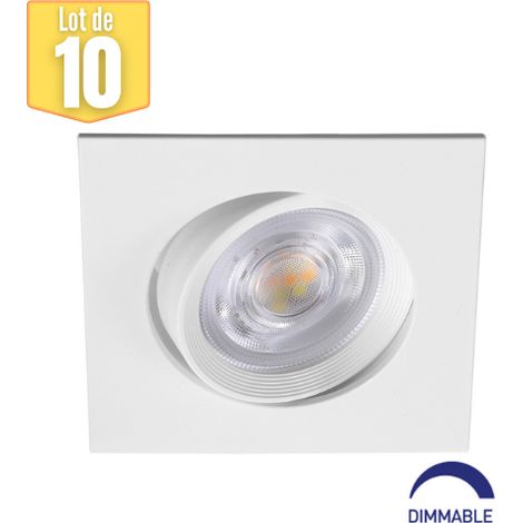 Lot de 10 spots LED encastrables 3en1 carré blanc 7W IP20 Dimmable (1/5)