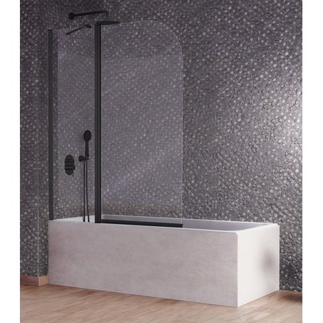 KASSANDRA RI563 RITA Mampara Fijo+Abatible Para Bañera Negro Mate Transparente - ref: RI5630516S150120 (1/2)