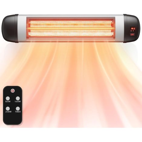 GBLY Calentador infrarrojo - Calentador infrarrojo de 2500 W para exteriores con control remoto Calentador eléctrico montado en la pared 3 niveles de calor exterior para baño Balcón (1/5)