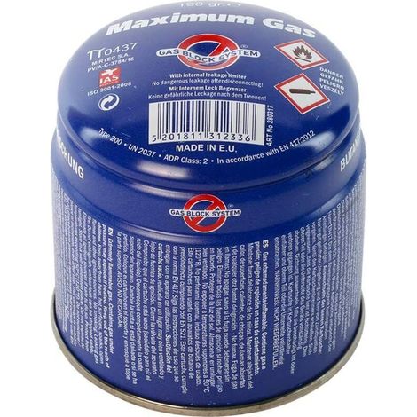 4 cartuchos de gas de 190 g de butano y propano para máxima capacidad. (1/3)