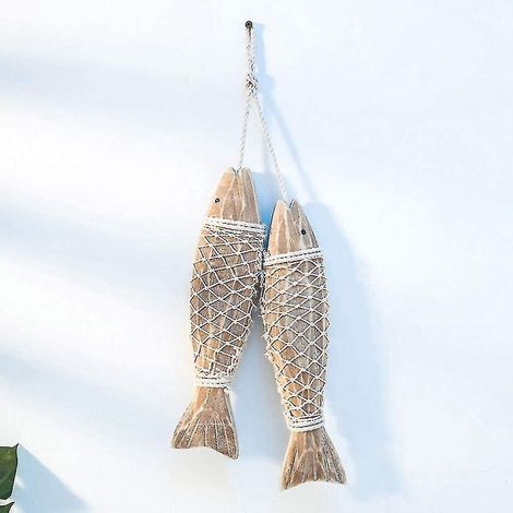 Décoration murale en bois en forme de poisson, style rustique, idéale pour une ambiance bord de mer. Sculpture de poisson décorative pour la maison. (1/5)