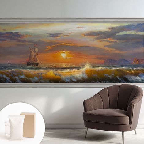 Papier peint intissé décoratif pour chambre et salon Design moderne à poser facilement - Colle incluse gratuite Panorama marin 250x104 cm (1/5)