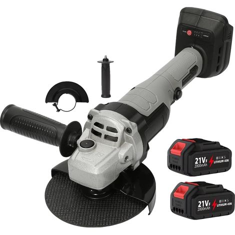 Meuleuse d'angle, moteur sans balais, contrôle de vitesse variable, Avec 2 batteries (1/2)