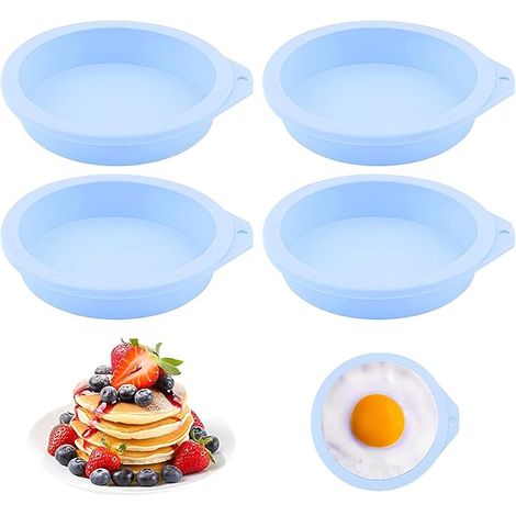 Eierform für Heißluftfritteuse (4-teilig), 10 cm runde goldene Silikonform für Muffins und Sandwiches, Ausstechform, Zubehör, Eierkocher, antihaftbeschichtete Muffinform zum Backen und für Gebäck (bla (1/5)