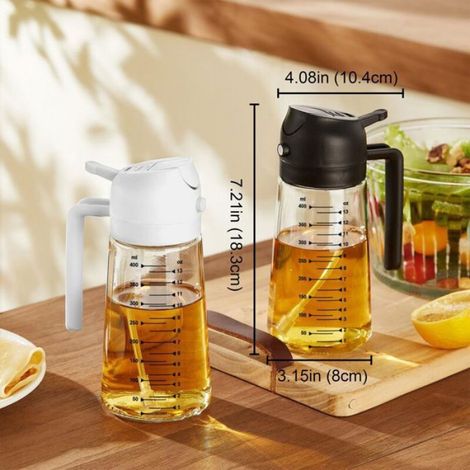 Spray Huile Cuisine 470ml – Vaporisateur Huile Air Fryer 2-en-1 pour Cuisson, Salades, (1 pièce, Noir & Vert) (1/4)