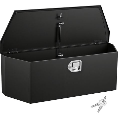 Mophorn Stahl-Deichselbox 914 x 314 x 305 mm, 50 kg Tragkraft, abschließbare Werkzeugaufbewahrungsbox mit Schloss und Schlüsseln, geeignet für Anhänger, Pickups, Wohnmobile und SUVs, Schwarz (1/5)