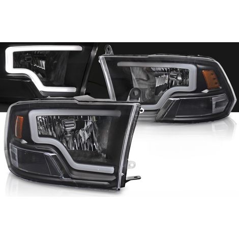 Paire de feux phares Dodge Ram de 2009 a 2018 Tubelight Led Noir-41306009 (1/3)