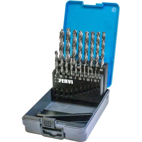 Serie 19 brocas helicoidales cilindricas 1 - 10 mm hss x hierro Fervi P023/19 (1/3)