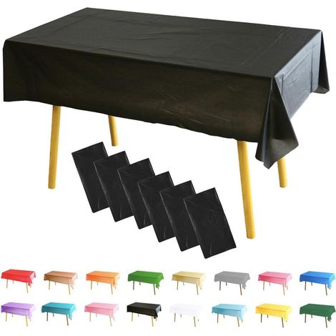 Tischdecke 6er Set abwaschbar 137x274 cm wasserdicht PEVA schwarz für Party
