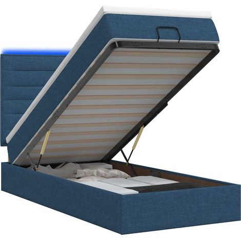 Maison Exclusive - Letto Ottomano con Materasso e LED Blu 90 x 190 cm Tessuto (1/5)