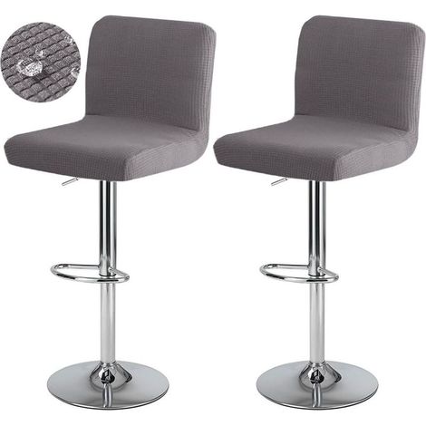 Housse de Tabouret de Bar avec Dossier Imperméable Couverture de Chaise Haute de Bar Extensible Housse de Chaise de Salle à Manger Pivotante Lavable 2 Pièces Gris foncé (1/5)