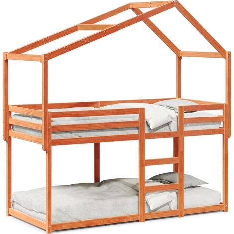 Maison Exclusive - Etagenbett mit Dach Wachsbraun 75x190 cm Massi