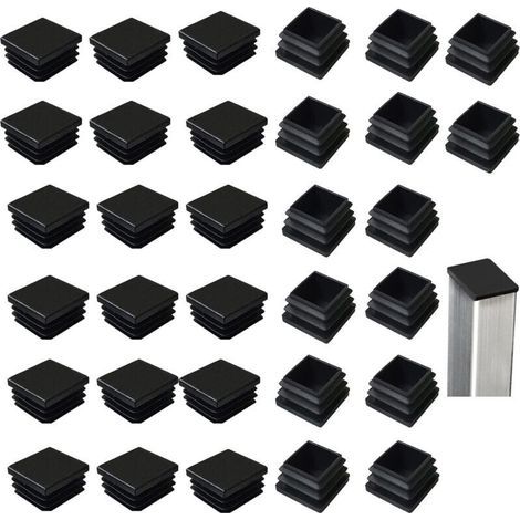 Lot de 32 bouchons à lams pour tubes carrés 40 x 40 mm, carrés en plastique noir, bouchons carrés pour produits métalliques/chaises/canapés/tables-LIAIKI (1/5)