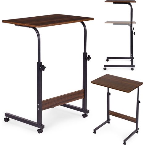 Mesa portátil móvil - Altura ajustable, MDF, ruedas (1/5)