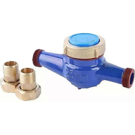 Compteur d'eau, débitmètre d'eau 1/2 3/4 1, compteur d'eau froide, compatible avec une utilisation au jardin et à la maison, outil de mesure pour table humide (1/5)