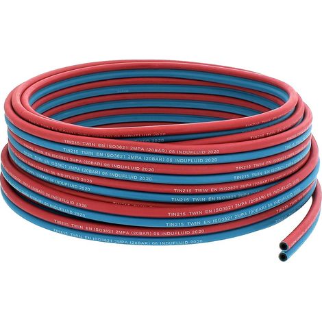 Huggy Tuyaux – Tuyau de soudure oxygène/acétylène 6.3 mm – Longueur 10 mètres – Tube caoutchouc EPDM/SBR renforcé – Pression 20 bars – Norme ISO 3821:2010