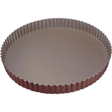 1 Moule à tarte rond cannelé antiadhérent fond fixe acier 0,5mm cuisson professionnelle pâtisserie maison (1/5)