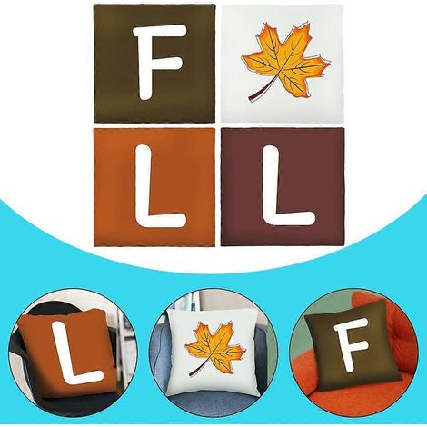 Ensemble de 4 housses de coussin décoratives à motif de feuilles d'érable d'automne, 45 x 45 cm (1/4)