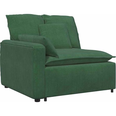 vidaXL Modulo Terminale Bracciolo Divano Modulare con Cuscini Verde Scuro 100 cm