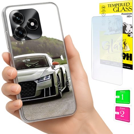 Custodia per Honor X5C Plus / X5C 4G, cover posteriore con vetro temperato 9H. (1/5)
