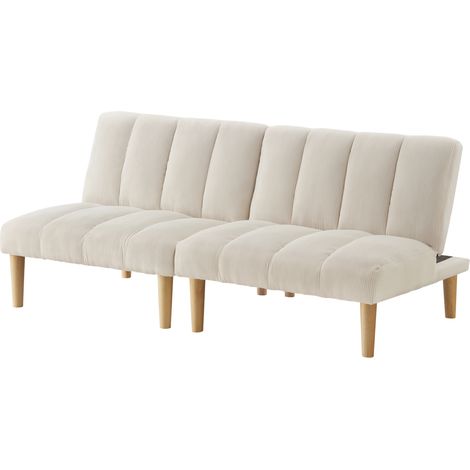 Canapé convertible 2 places 167 cm en velours côtelé beige, dossier 3 positions, couchage d’appoint pour salon ou bureau, pour petits espaces CHICFURN (1/5)
