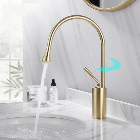 360° schwenkbare Waschtischarmatur, Mischbatterie im tropfenförmigen Design, leichte und moderne Luxus-Waschtischarmatur, 360° schwenkbarer Arm