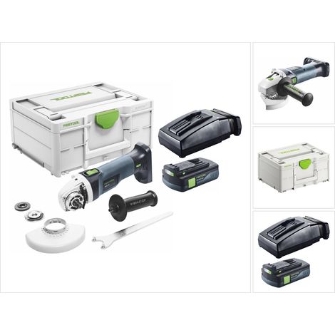 Festool AGC 18-125 EB-Basic Amoladora angular sin cable 18 V 125 mm sin escobillas + 1x batería 3,0 Ah + cargador + Systainer