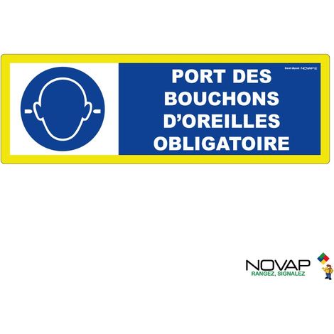 Panneau Port obligatoire des bouchons d'oreilles - haute visibilité - 450x150mm - 4091020