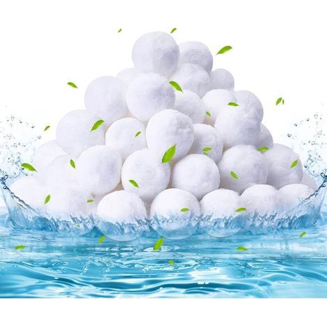 Balle filtrante Piscine 500g, remplace 28 kg de Sable filtrant, Boules filtrantes réutilisables, Boules filtrantes pour piscines, Aquariums, Convient à Divers Systèmes de Filtration, Blanc (1/5)