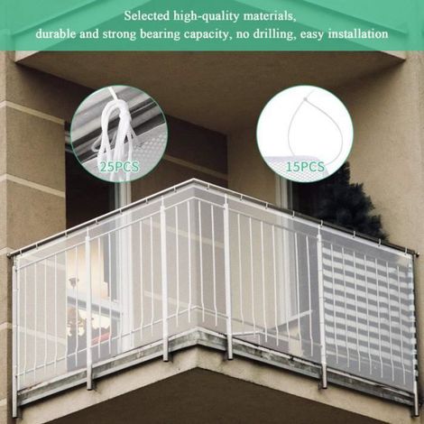 Filet De Protection - 300 x 78 cm - Pour Balcon Escalier Rampe - Polyester Résistant Aux Intempéries - 1 Pièce (1/4)