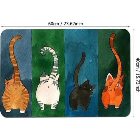 TAO Paillasson de Bienvenue à Motif de Chat Antidérapant 40x60Cm (1/4)