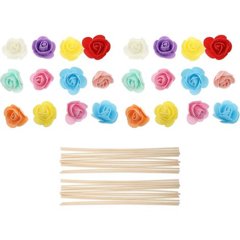 Lot de 24 Bâtonnets Rotin Aromathérapie Couleur Mixte en PE Diffuseur Parfum Rapide Absorption Décorations de Maison pour Bureaux et Hôtels Couleur Aléatoire (1/5)