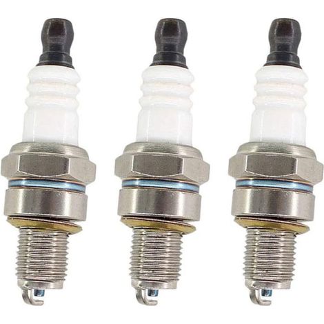 Lot de 3 bougies d'allumage - Acier et céramique - Pour débroussailleuses Stihl série FS et KM - Remplacement fiable - Modèle CMR6H (1/2)