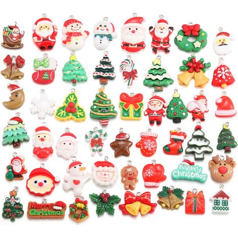 50 décorations de Noël en résine, décorations de Noël à suspendre, sapins de Noël, crèches miniatures, figurines, décorations de Noël à suspendre (1/5)