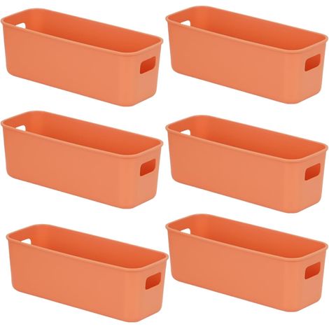 6 Boite Rangement,Plastique Avec Poignées,28x10x11cm,Panier Cuisine,Salle De Bains,Bureau (1/5)
