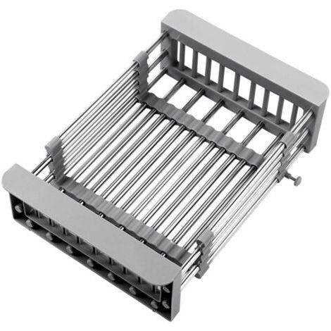 Applicable Supports De Séchage à Vaisselle Extensibles sur L'Évier Panier De Vidange Réglable en Acier Inoxydable Bac De Vidange Organisateur d'Évier De Cuisine Fonctionnel pour Fruits et Légumes (Gri (1/5)