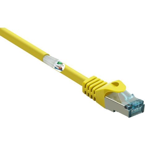 Câble réseau RJ45 CAT 6a S/FTP ignifuge 3 m jaune avec cliquet d’encastrement – RF-5153668 (1/4)