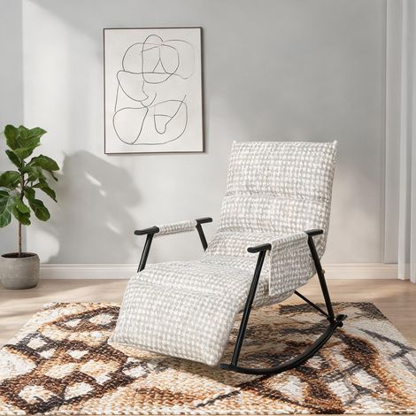 Fauteuil gris y Blanco en lino métal 100 x 62 x 89 cm (1/5)