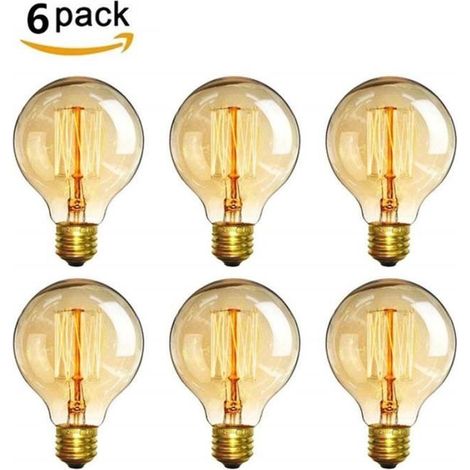 Ampoule LED filament E27 G80 40W dimmable blanc chaud 2200K - Pack de 6 (1/4)