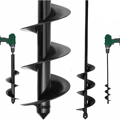 Set of 2 Auger for Drill, 4 x 42 cm + 9 x 40 cm, Planting Drill Bit for Cordless Screwdriver, Earth Drill, Digging Holes (1/5)