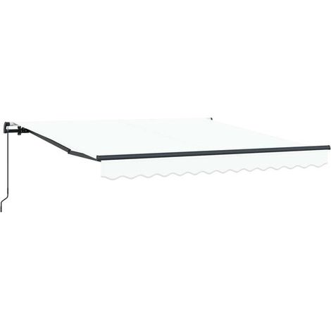 Store banne rétractable blanc, 300 x 250 cm, en polyester et acier. (1/4)