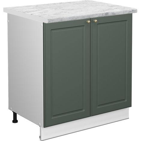 Armario bajo para fregadero Fame-Line, Verde dorado Casa de campo, 80 cm , ET Mármol, Vicco (1/5)