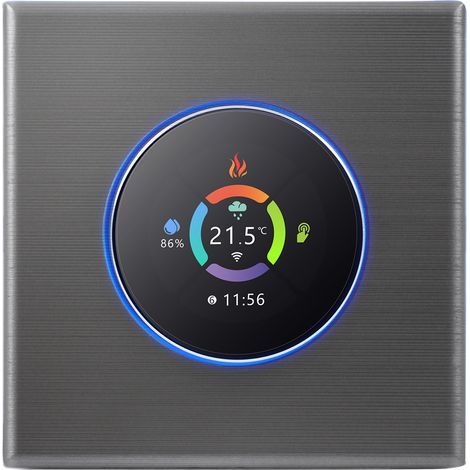 Smart WiFi thermostat, temperature controller, weekly programmable button, mobile app, voice control, compatible with Alexa/Home, for water heating 5A, silver (1/5)