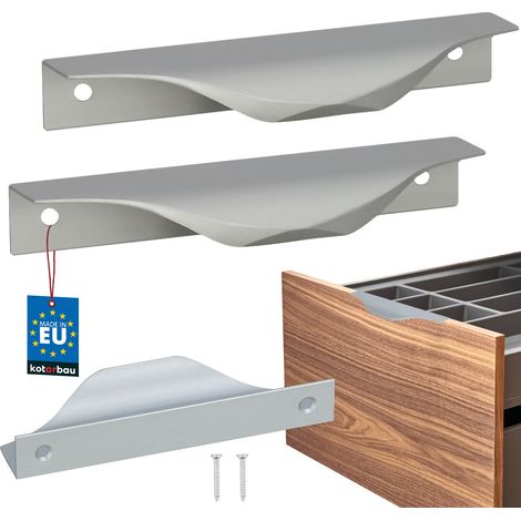 KOTARBAU® Moderner Aluminium-Möbelgriff mit silberner Kante, 96/116 mm, 2er-Set