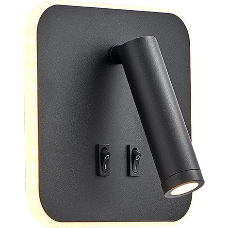 1 Applique Murale avec USB-Éclairage LED Noir pour Chambre et Salon-Couleur Blanc (1/5)